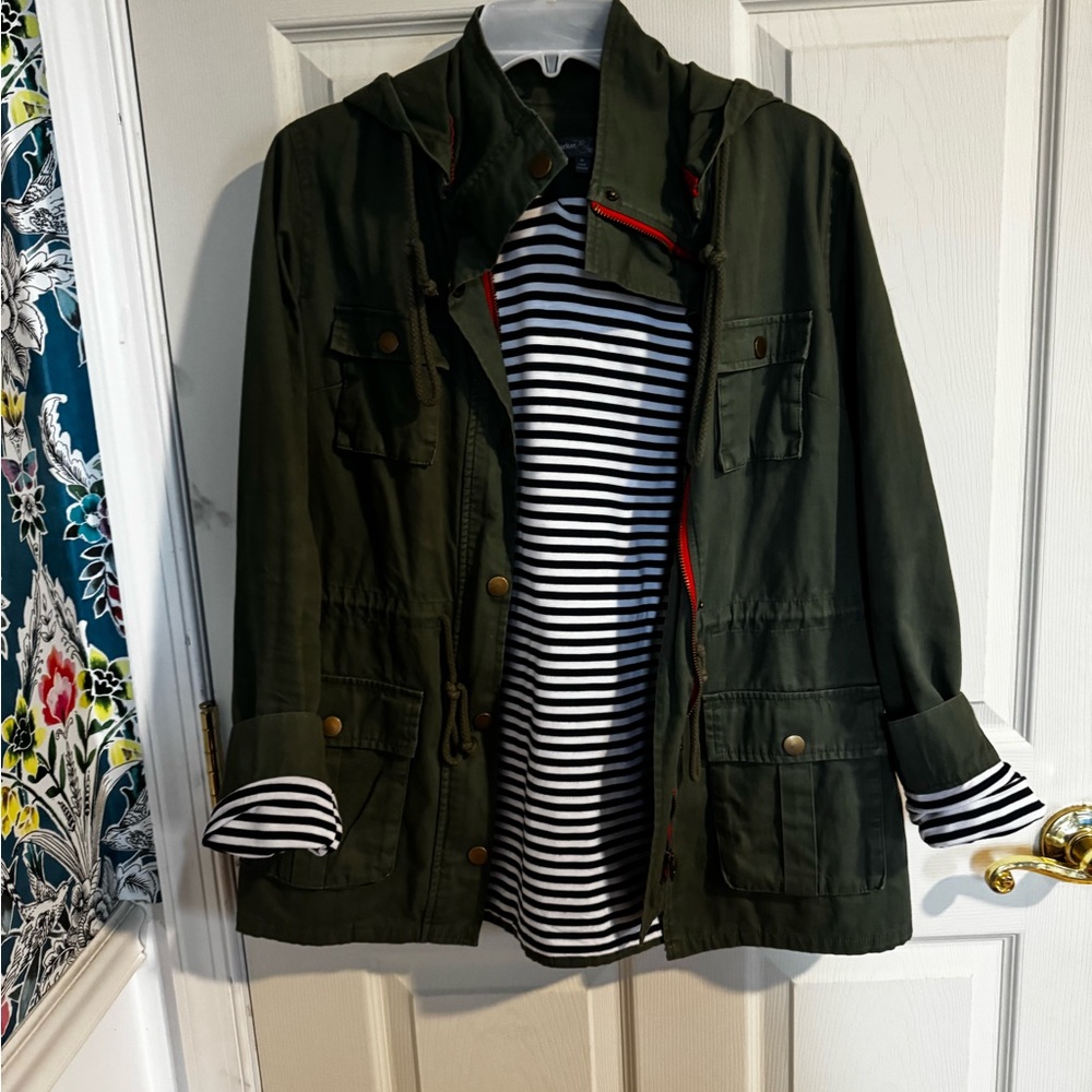 41 Hawthorn Chaplin Essentials Lined Hooded Anorak Jacket in olive green medium - Picture 8 of 8